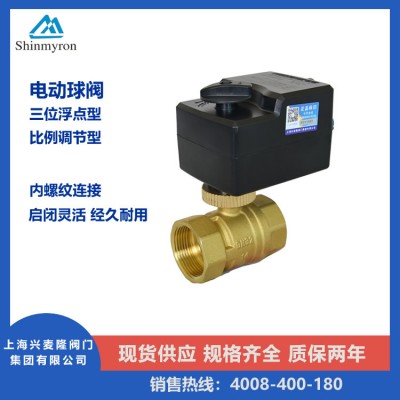 上海兴麦隆 BV2054电动调节球阀 介质水黄铜材质